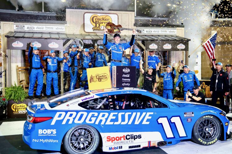 Hamlin takes bizarre path to checkered flag
